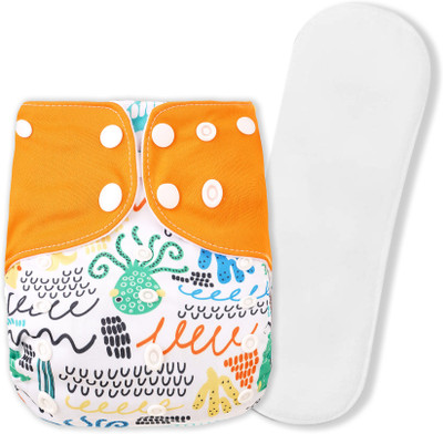 GUCHIGU Pack of 1 Cloth Diaper with 1 Insert Pad Washable Reusable Adjustable Sizes