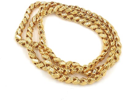 Anujeet Fashion Hub Gold Plated Fashion Jewellery Traditional Covering Gold Finish LONG Big S-Cutting 24-inch Chain for Men/ Women /Boys /Girls Gold-plated Plated Copper Chain