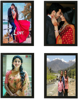 SJM ENTERPRISES Wood Wall Photo Frame(Black, 4 Photo(s), A 4)