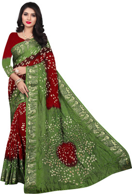 S.R.TEXTILES Printed Bandhani Art Silk Saree(Multicolor)