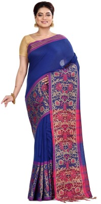DipDiya Woven Handloom Pure Cotton Saree(Blue)