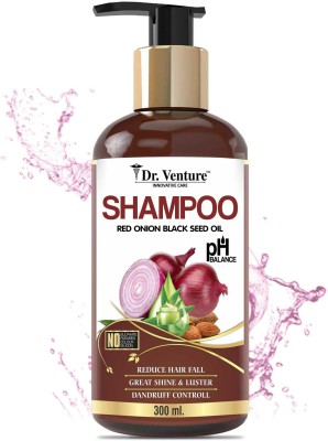 Dr Venture Red Onion Shampoo With Red Onion Black Seed Oil Extract For Hair Growth And Hair Strengthening With Hairfall And Dandruff Control Shampoo - No Paraben, Sulphate, Colour, Silicone(300 ml)