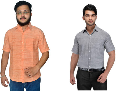DESHBANDHU DBK Men Self Design Casual Multicolor Shirt(Pack of 2)