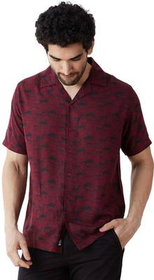 The Souled Store Men Printed Casual Maroon Shirt