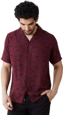 The Souled Store Men Printed Casual Maroon Shirt