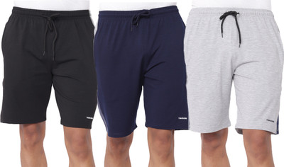 Tom Burg Solid Men Black, Dark Blue, Grey Basic Shorts