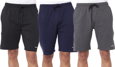 Tom Burg Solid Men Black, Dark Grey, Dark Blue Basic Shorts