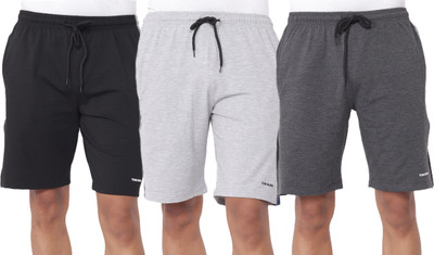 Tom Burg Solid Men Black, Dark Grey, Grey Basic Shorts