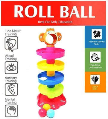 Zyka Online Services 5 Layer Ball Drop and Roll Swirling Tower Set, Baby Rolling Ball Bell Toys Pile Tower Puzzle Toy - Multicolour(Multicolor)