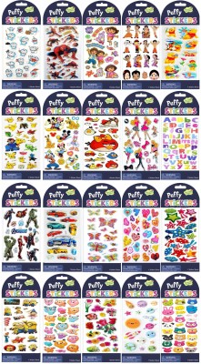 SA 2.54 cm Puffy 3D Sticker For Kids (20 Sheets) - Cartoon Characters, Avengers, Dora, Spiderman, Chhota Bheem, Mickey Mouse, Doraemon Removable Sticker(Pack of 20)