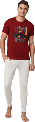 PETER ENGLAND Graphic Print Men Round Neck Maroon T-Shirt