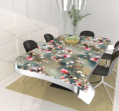 RS Creations Printed 4 Seater Table Cover(Green & Pink, Plastic)