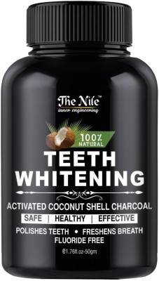 The Nile Teeth Whitening Activated Coconut Shell Charcoal Powder , Refreshing Anti-Inflammatory. Stain Removal 75 GMS Teeth Whitening Kit