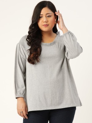 Rute Casual Full Sleeve Solid Women Grey Top