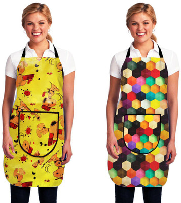 RS Creations Nylon Home Use Apron - Free Size(Multicolor, Pack of 2)