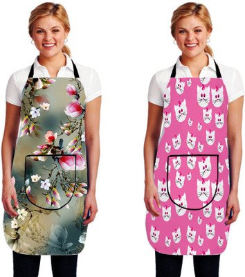 INSANESWORM Nylon Chef's Apron - Free Size(Multicolor, Pack of 2)