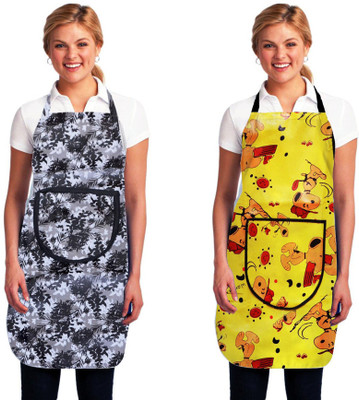 Cresset PVC Home Use Apron - Free Size(Black, Yellow, Pack of 2)
