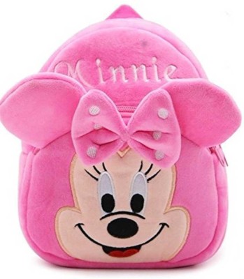 Naruto Velvet Soft Toddler Plush Fabric 11 liters Smiling Minnie Mouse Design bag School Bag(Pink, 11 L)
