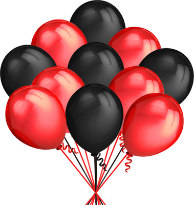 PARTY MIDLINKERZ Solid Prty Balloons Metallic HD for Birthday / Anniversary / Baby Shower(Black _Red) Pack Of 100 Balloon(Black, Red, Pack of 100)