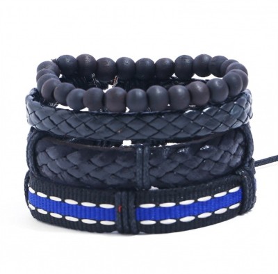 Tinera Trends Leather Bracelet Set(Pack of 4)