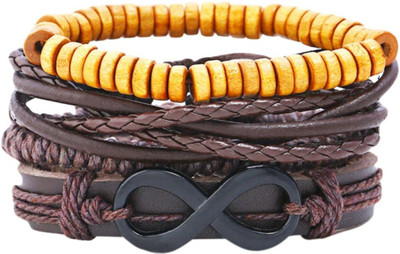 Tinera Trends Leather Bracelet Set(Pack of 4)