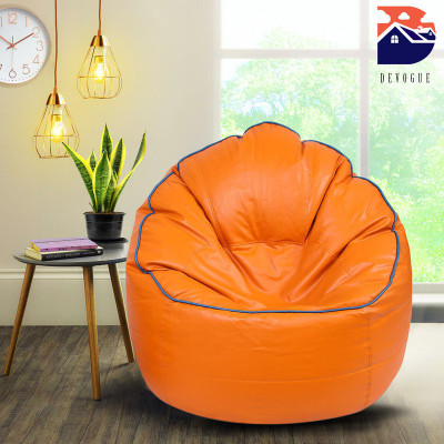 Devogue XXL Chair Bean Bag Cover  (Without Beans)(Orange)