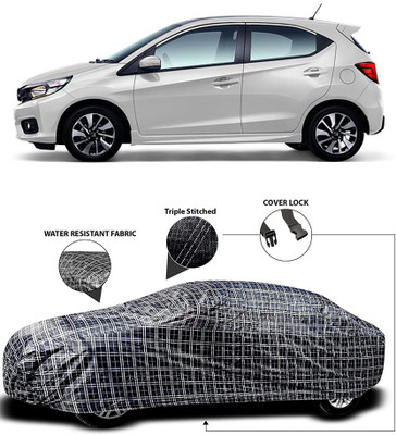 APNEK Car Cover For Honda Brio (With Mirror Pockets)(White, Black)
