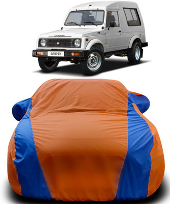 APNEK Car Cover For Maruti Suzuki Gypsy (With Mirror Pockets)(Orange, Blue)
