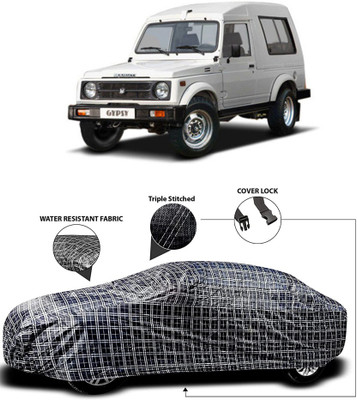 MoTRoX Car Cover For Maruti Suzuki Gypsy (With Mirror Pockets)(White, Black)
