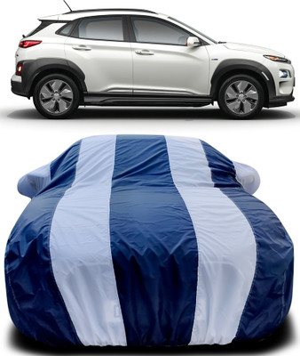 Gavya Car Cover For Hyundai Kona (With Mirror Pockets)(Blue, White)