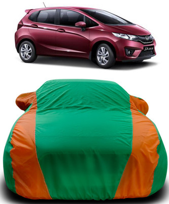 APNEK Car Cover For Honda Jazz (With Mirror Pockets)(Green, Orange)