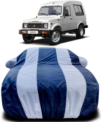MoTRoX Car Cover For Maruti Suzuki Gypsy (With Mirror Pockets)(Blue, White)