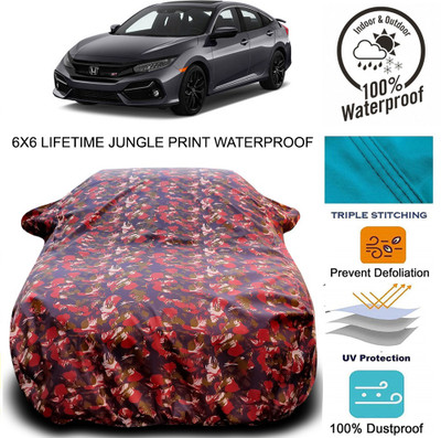 Gavya Car Cover For Honda Civic (With Mirror Pockets)(Red, Green)