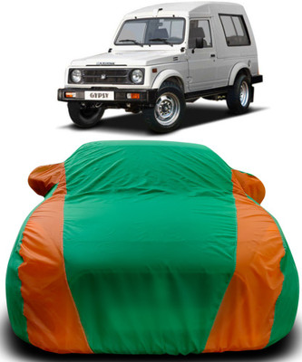 APNEK Car Cover For Maruti Suzuki Gypsy (With Mirror Pockets)(Green, Orange)