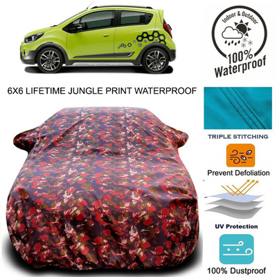 MoTRoX Car Cover For Chevrolet Beat (With Mirror Pockets)(Red, Green)