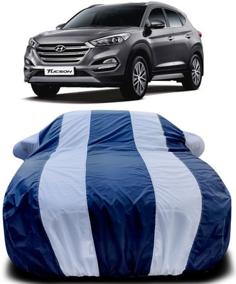 NUMBOR ONE Car Cover For Hyundai Tucson (With Mirror Pockets)(Blue, White)