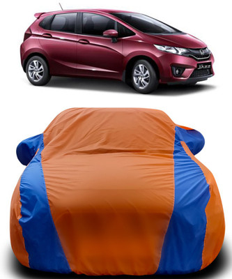 Elegance Car Cover For Honda Jazz (With Mirror Pockets)(Orange, Blue)
