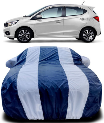 APNEK Car Cover For Honda Brio (With Mirror Pockets)(Blue, White)