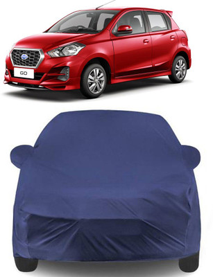 MoTRoX Car Cover For Nissan Go (With Mirror Pockets)(Blue)