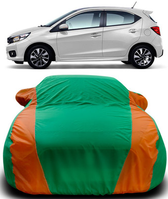 APNEK Car Cover For Honda Brio (With Mirror Pockets)(Green, Orange)