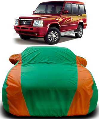 NUMBOR ONE Car Cover For Tata Sumo Gold (With Mirror Pockets)(Green, Orange)