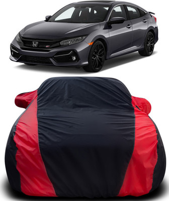 MoTRoX Car Cover For Honda Civic (With Mirror Pockets)(Black, Red)