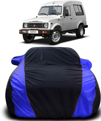 APNEK Car Cover For Maruti Suzuki Gypsy (With Mirror Pockets)(Black, Blue)