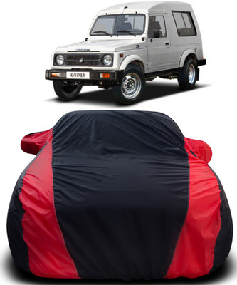 NUMBOR ONE Car Cover For Maruti Suzuki Gypsy (With Mirror Pockets)(Black, Red)