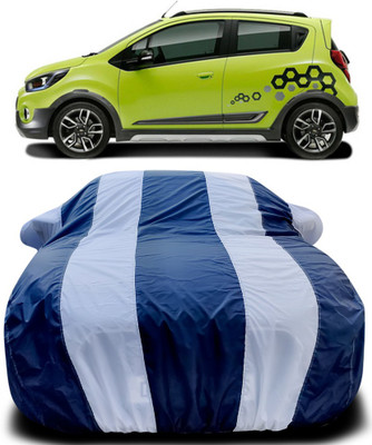 APNEK Car Cover For Chevrolet Beat (With Mirror Pockets)(Blue, White)