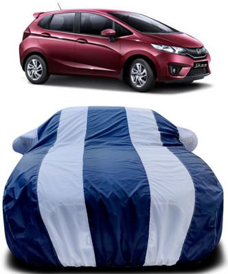 MoTRoX Car Cover For Honda Jazz (With Mirror Pockets)(Blue, White)