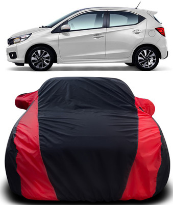 APNEK Car Cover For Honda Brio (With Mirror Pockets)(Black, Red)
