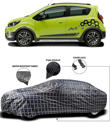 MoTRoX Car Cover For Chevrolet Beat (With Mirror Pockets)(White, Black)