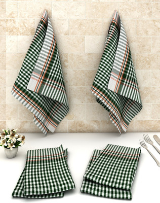 athom TRENDZ Small Checks Cotton Multipurpose Kitchen Towel/Cleaning Cloth 45x45 cm Pack of 6 Wet and Dry Cotton Cleaning Cloth(6 Units)