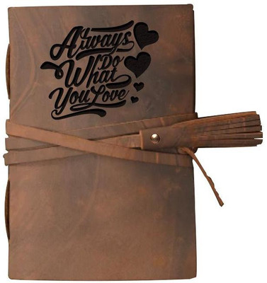 DI-KRAFT Handmade Diary With Always love Engraving Classic Design Leather A6 Diary Unruled 200 Pages(Brown)
